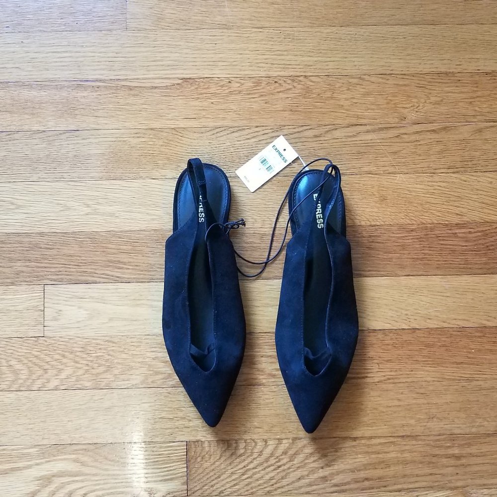 NWT Express Black Sling Back Flats Shoes Size 9